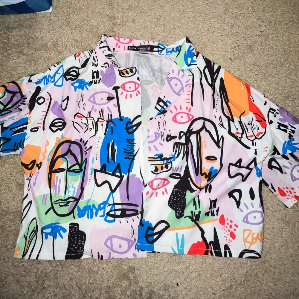Shein Buttom Up Crop Top